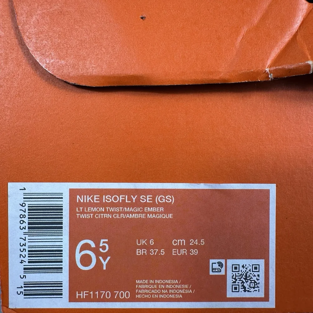 Nike ISOFLY GS Basketball Shoes Yellow Pink HF1170-700 Youth Size 6.5